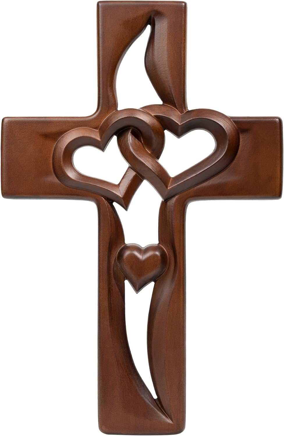 BGCOPPER Cruz de matrimonio para decoración de pared de amor, cruz de pared de corazón entrelazado de madera hecha a mano para boda, San Valentín,