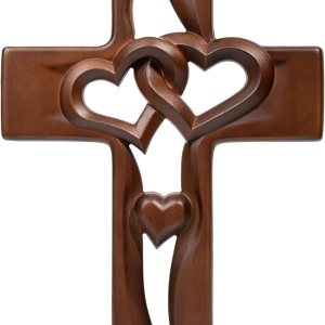 BGCOPPER Cruz de matrimonio para decoración de pared de amor, cruz de pared de corazón entrelazado de madera hecha a mano para boda, San Valentín, BGCOPPER Cruz de matrimonio para decoración de pared de amor, cruz de pared de corazón entrelazado de madera hecha a mano para boda, San Valentín,