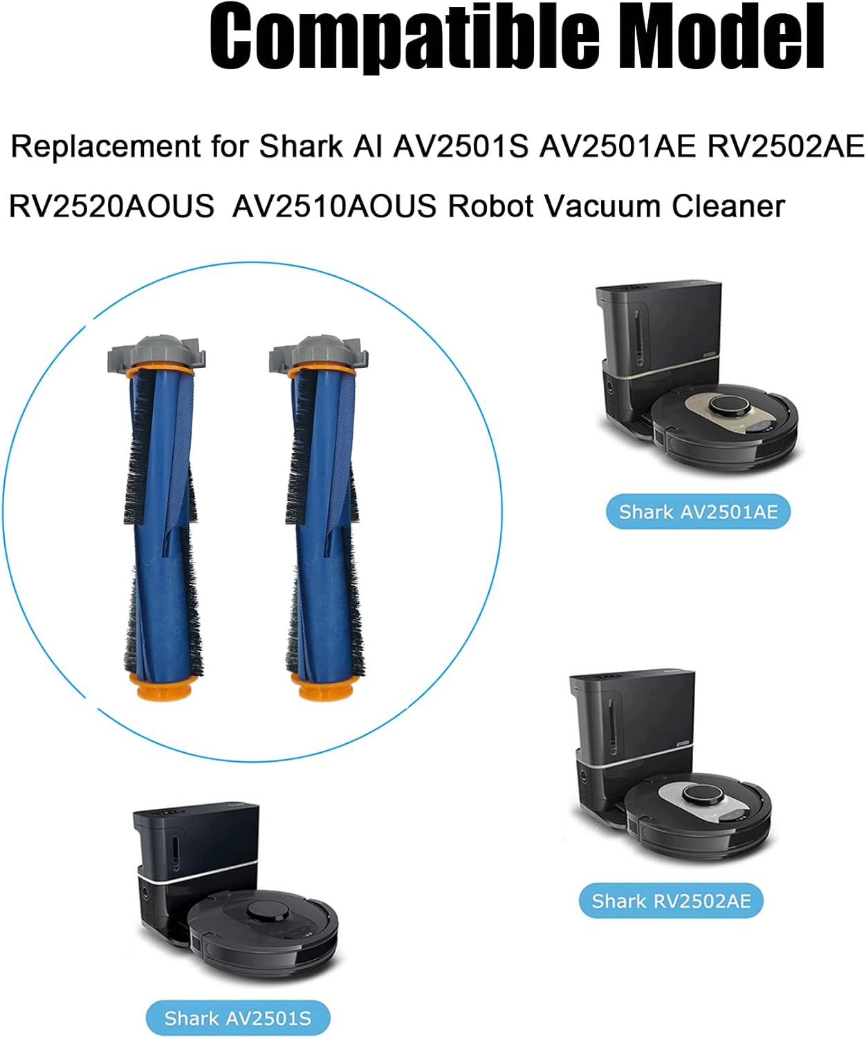 Piezas de repuesto Cepillo de rodillo para Shark AI AV2501S AV2501AE RV2502AE RV2410WD RV2610WA RV2610WD RV2620WD RV2520AOUS AV2510AOUS Cepillo