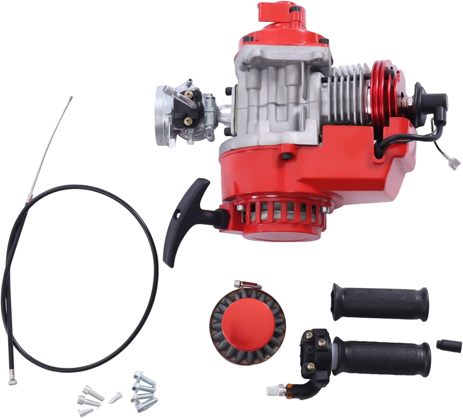 Kit de motor de 49 CC modificado de 6 dientes 25 H cadena de tracción motor de arranque de 2 tiempos de aire forzado motor de gasolina para mini