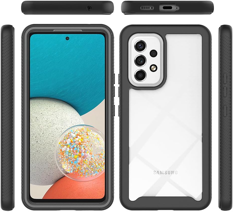 Asuwish Funda para teléfono Samsung Galaxy A53 5G con protector de pantalla de vidrio templado y soporte delgado, híbrida, resistente, funda