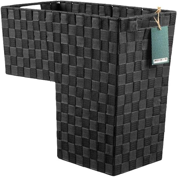 Cesta de escalera con asas para alfombras y escaleras de madera Nylon tejido (gris oscuro) – HomeModele