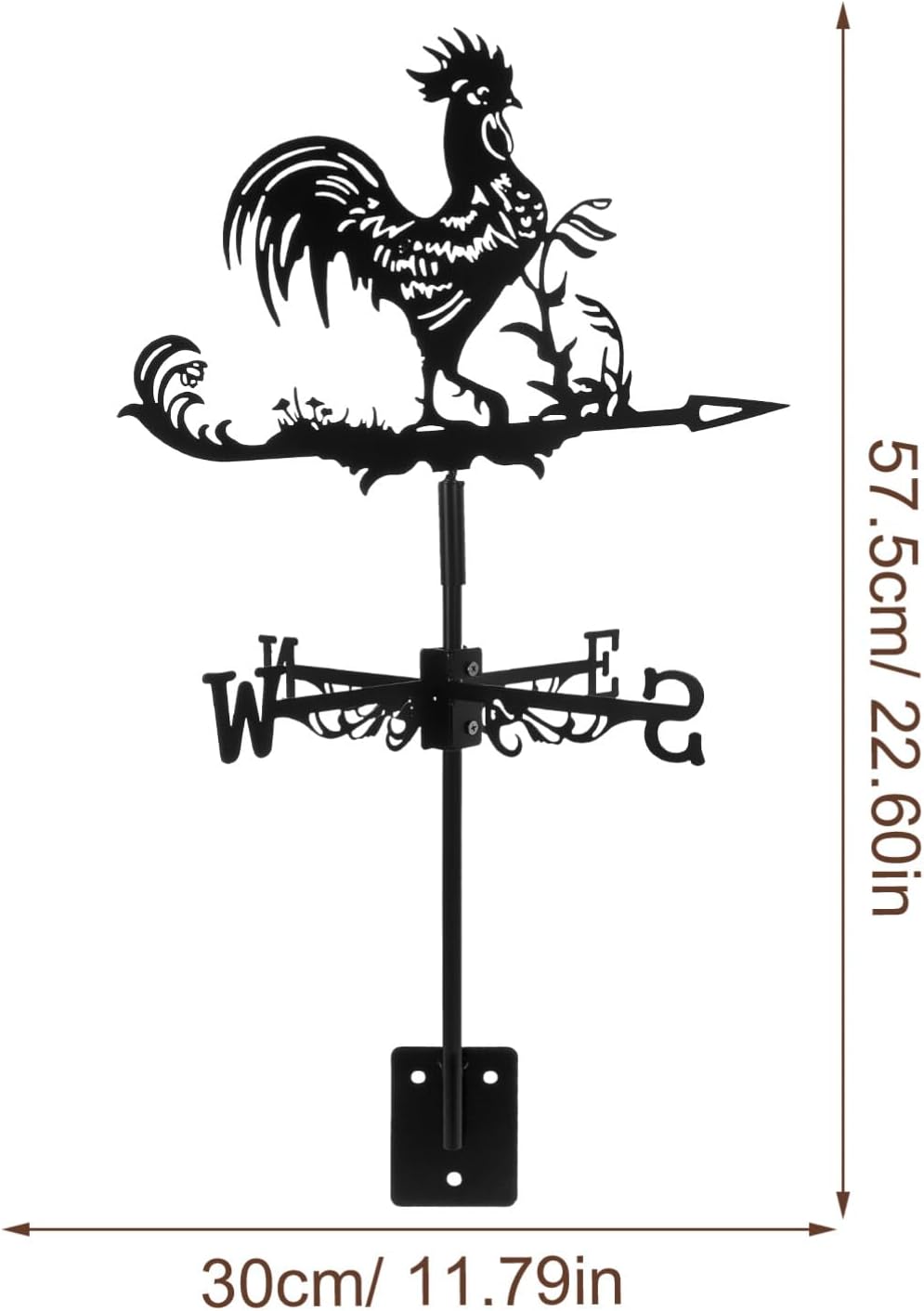 Happyyami Paleta de viento de gallo en la azotea de la azotea, indicador de dirección del viento de metal retro, decoración de arte de jardín para