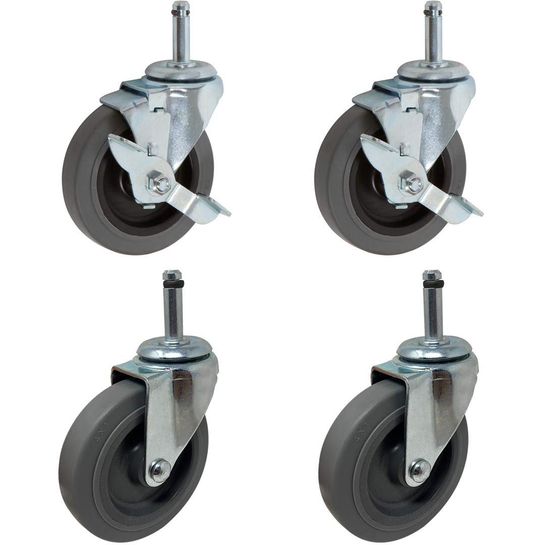 ICON Ruedas giratorias industriales de 4 x 1 pulgada, 2 giratorias, 2 ruedas giratorias con bloqueo superior, anillo de agarre de 716 x 1-12