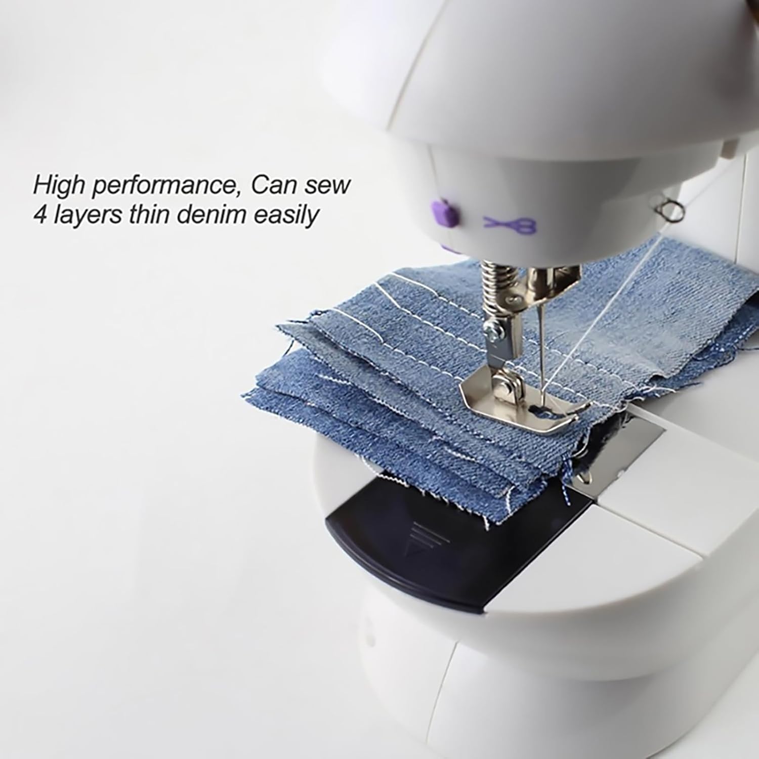 Mini máquina de coser para principiantes, kit de costura en 64 colores, máquina portátil de doble velocidad con mesa de extensión, luz, viajes, kit