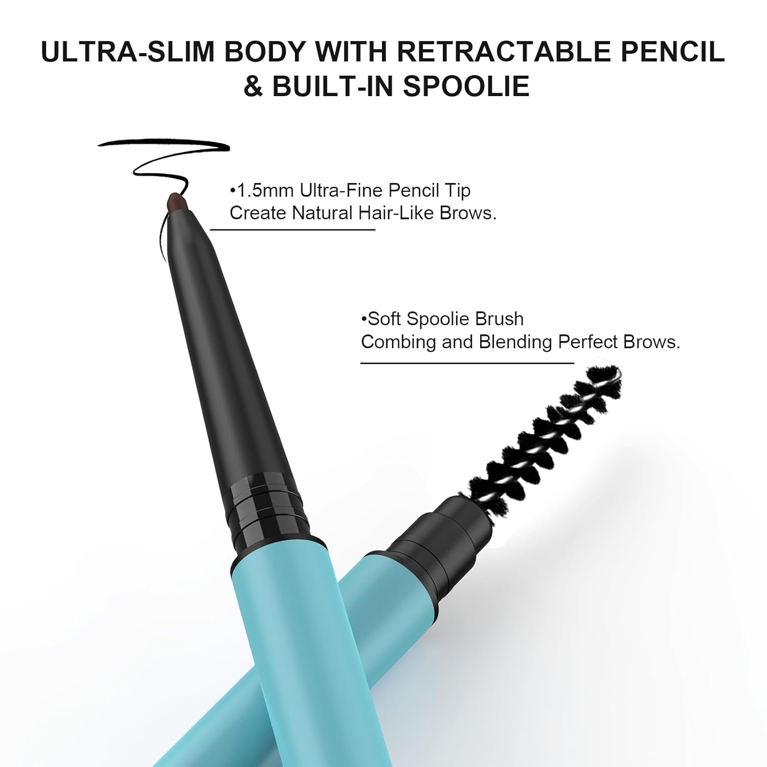 TurritopsisD – Lápiz de cejas para definir y rellenar (paquete de 2 unidades, marrón claro). Lápiz de cejas profesional resistente al agua, punta