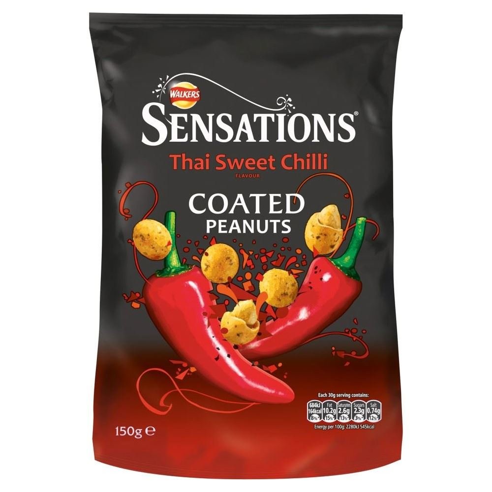 Walkers Sensations – Cacahuetes recubiertos de chile dulce tailandés (5.82 oz) – Paquete de 6