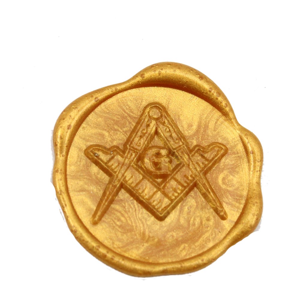 Juego de sellos de cera de palisandro vintage de masonería con palos dorados y rojos y plateados