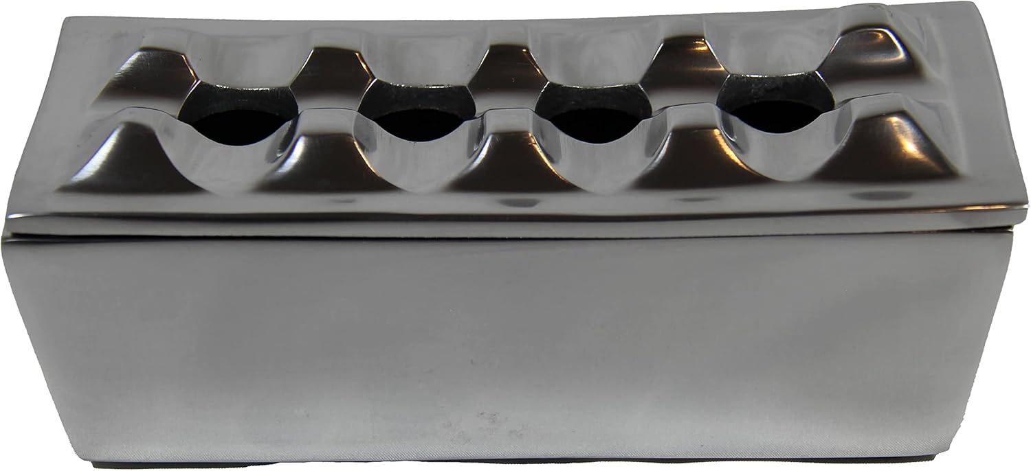 Cenicero de cigarros hecho de metal de aluminio  cenicero resistente al viento para puros a cigarrillos, diseño de 4 agujeros, resistente al viento