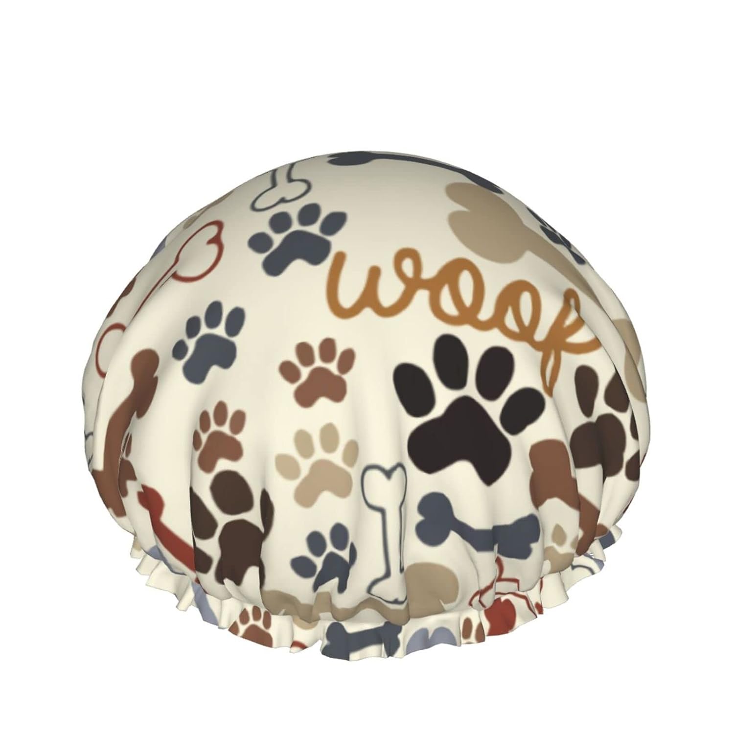 Gorro de ducha con patas de perro, elástico, reutilizable, doble capa, impermeable, exterior, forro de PEVA, gorro de pelo para mujeres (1 unidad)