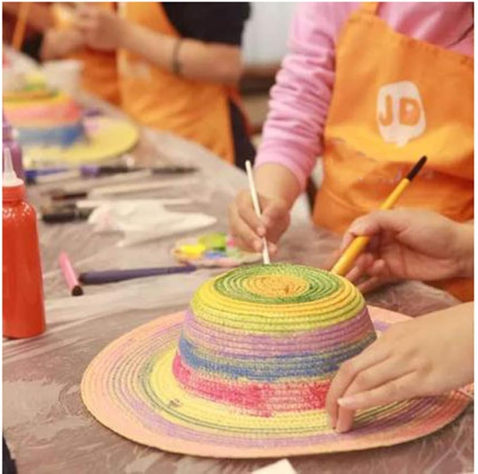 Sombrero de paja de bricolaje para niños, sombrero hecho a mano, sombrero de playa, sombrero de sol de playa, sombrero de pintura artística con