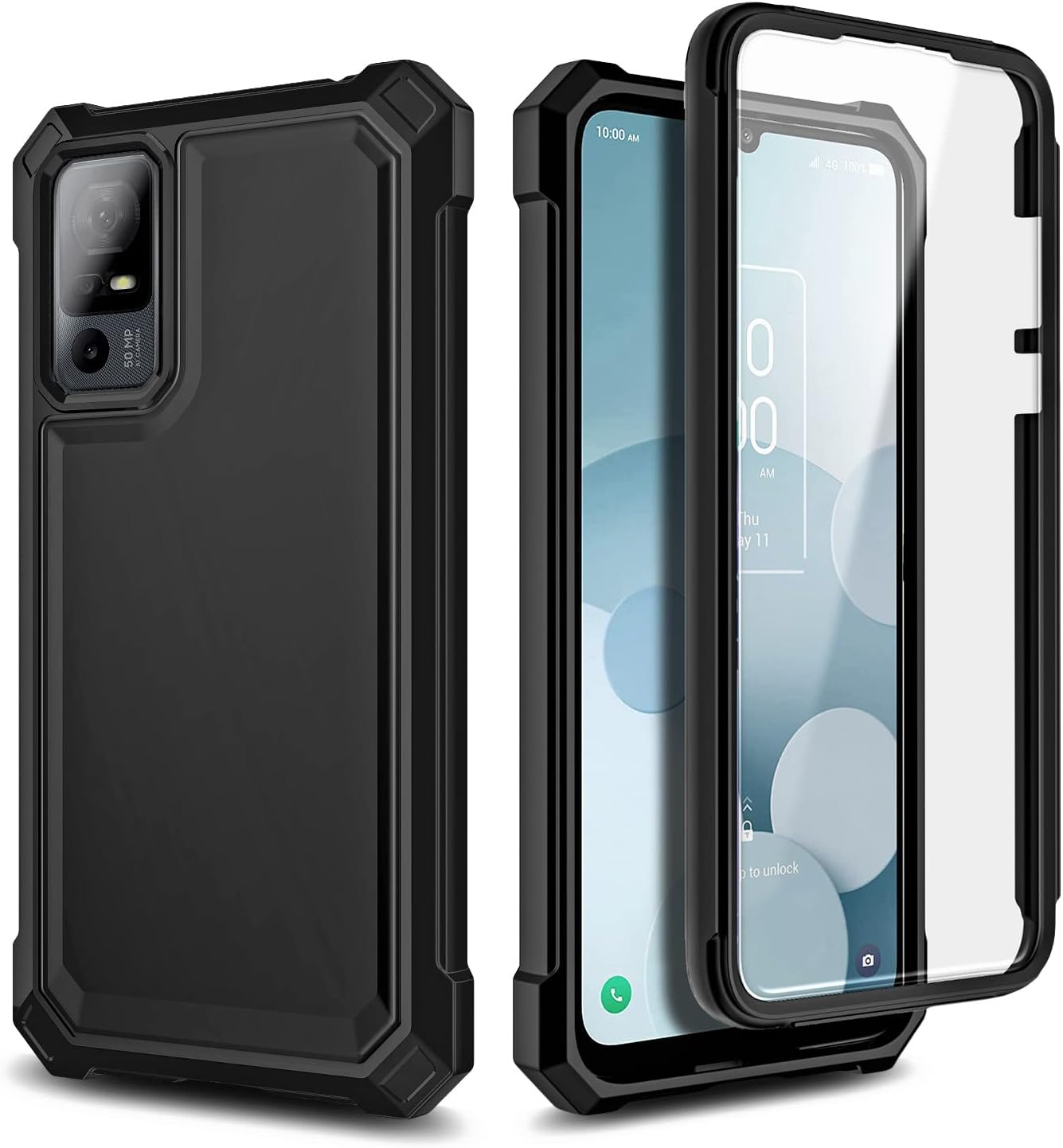 NZND Funda compatible con TCL 40 XE 5GTCL 40 X 5G con protector de pantalla incorporado, cubierta protectora de cuerpo completo a prueba de golpes,