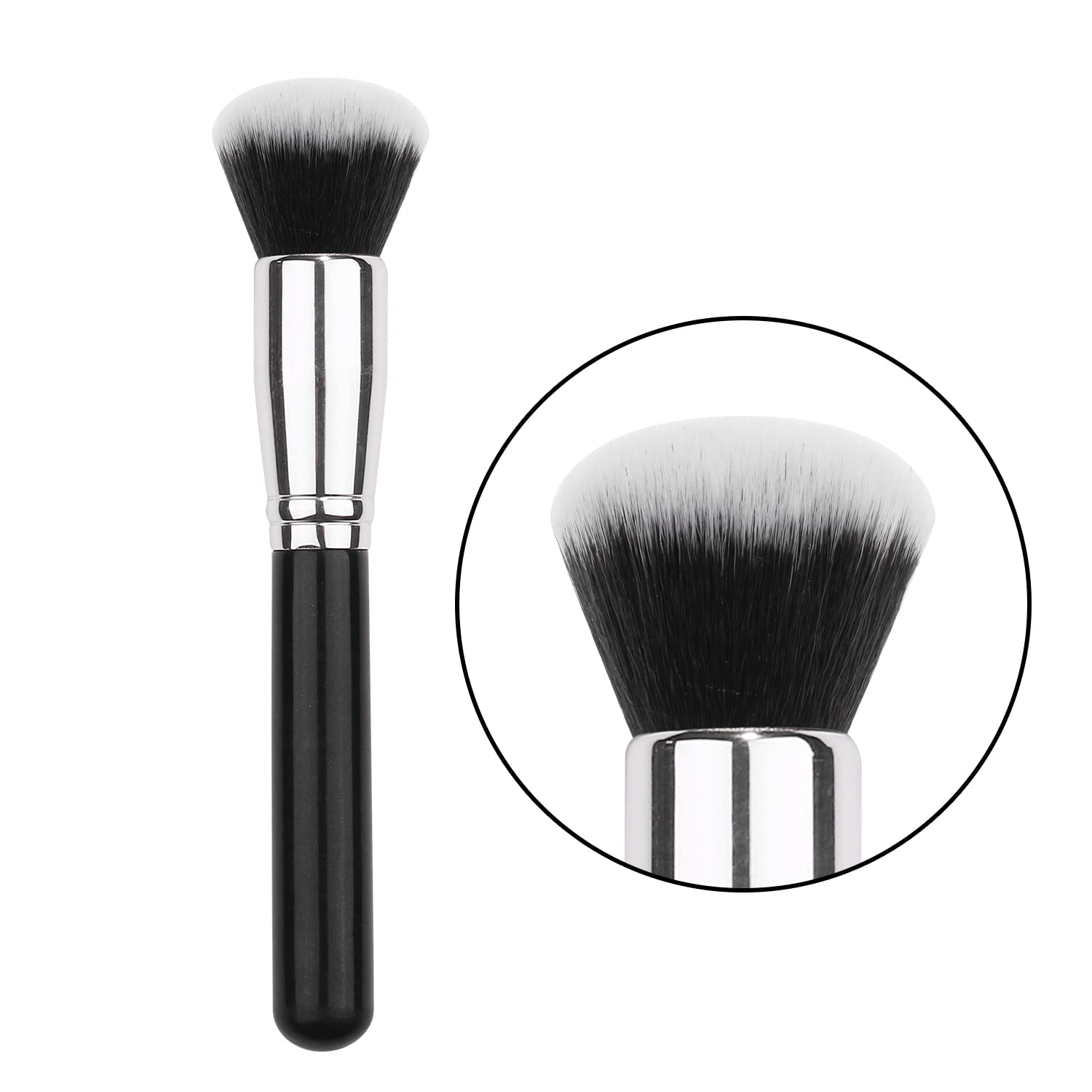 Virola de cobre de lujo de encargo Negro Plata sola cepillo de maquillaje Fundación cepillo (F05)