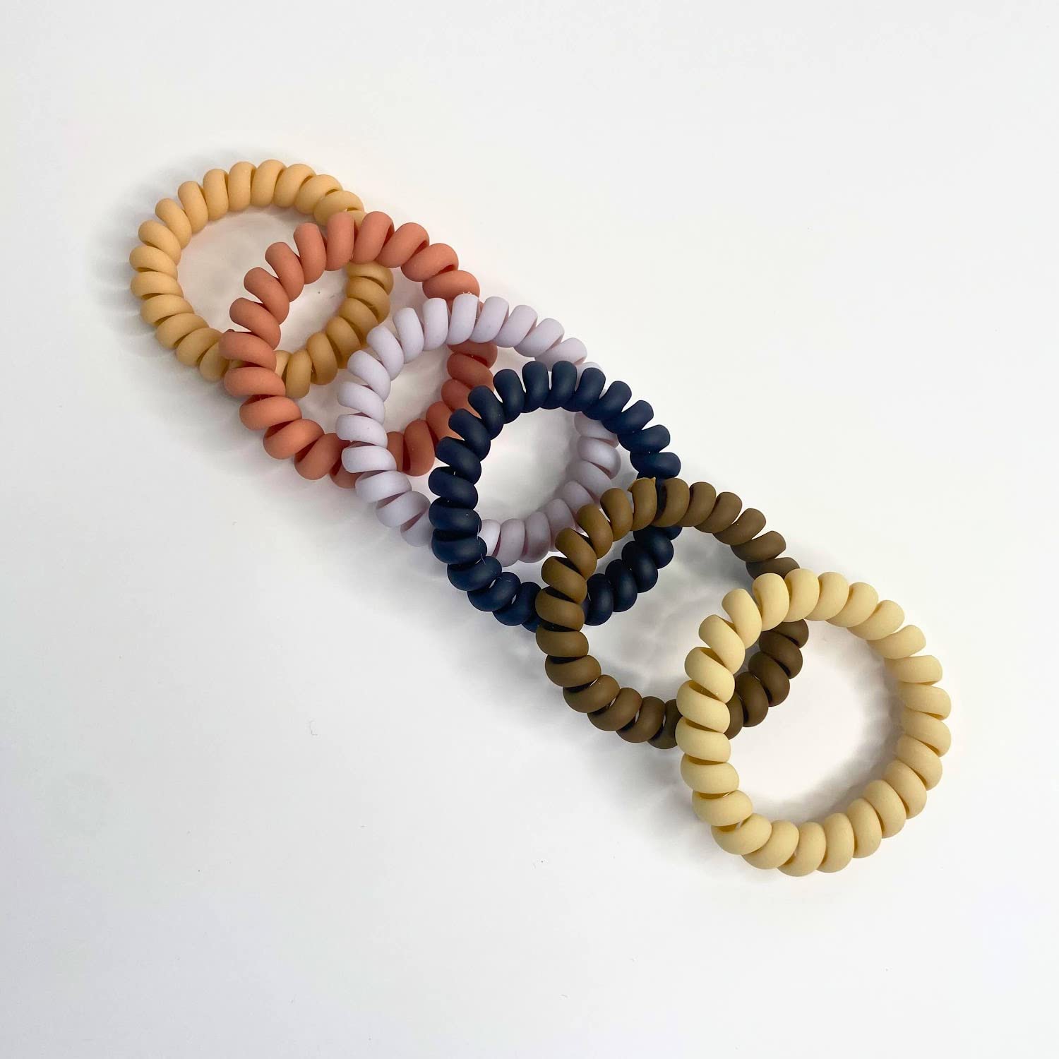 Lazos para el cabello en espiral, 6 unidades, sin pliegues, bandas para el cabello en espiral, coleteros de plástico para teléfono, bandas para el