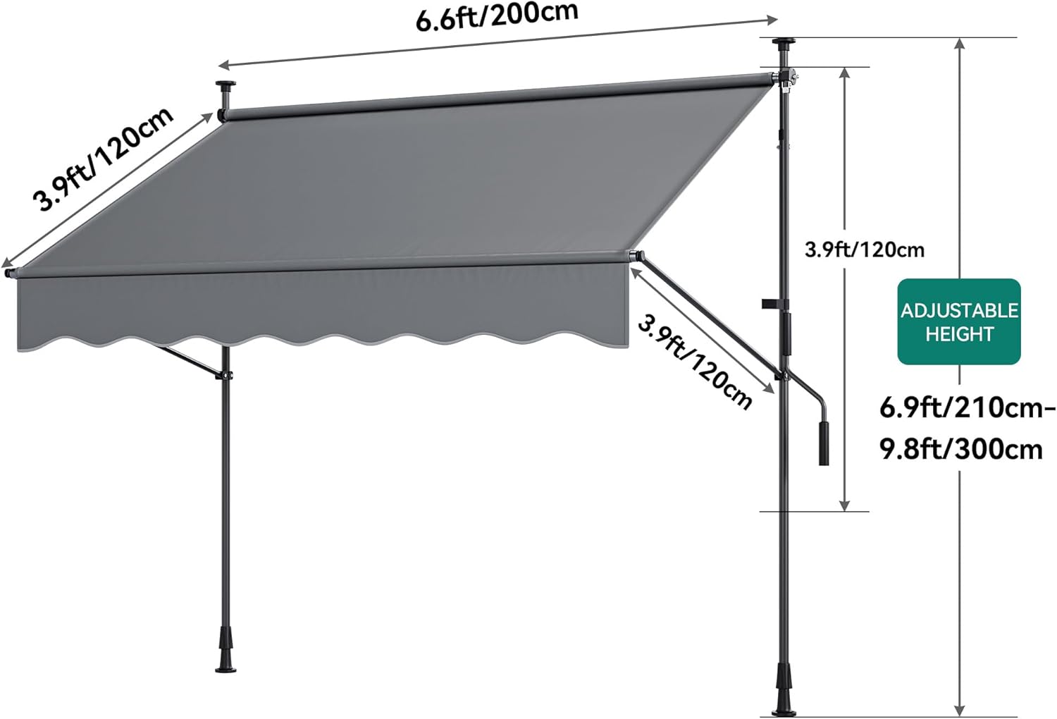 YITAHOME Toldo retráctil manual de 79 pulgadas, toldo para ventana con protección UV, toldo impermeable para patio, puertas, ventanas, cubiertas,