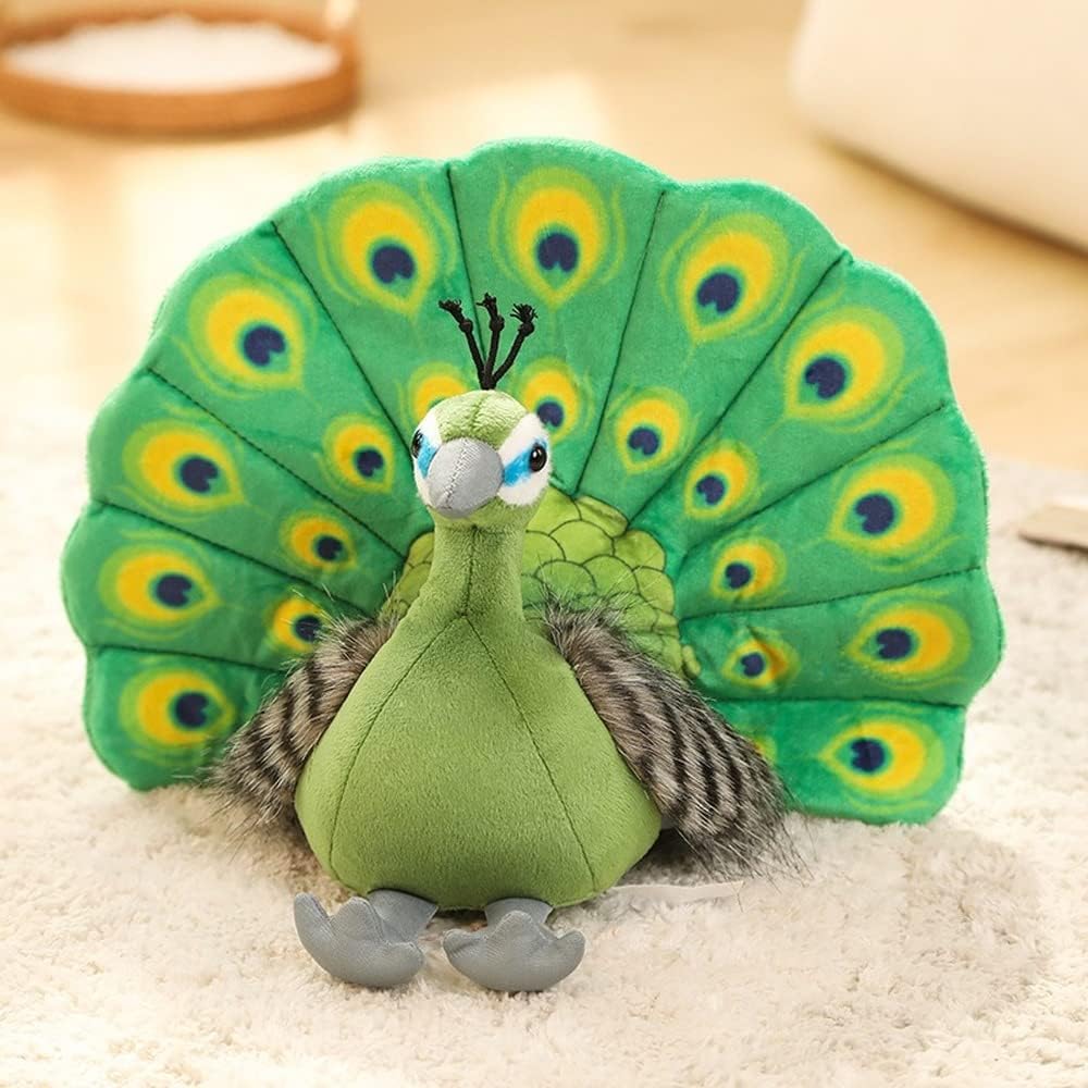 Bonito juguete de peluche Kawaii de pavo real, lindo muñeco de peluche suave de animal Peahen, bonito regalo de decoración de cumpleaños para el