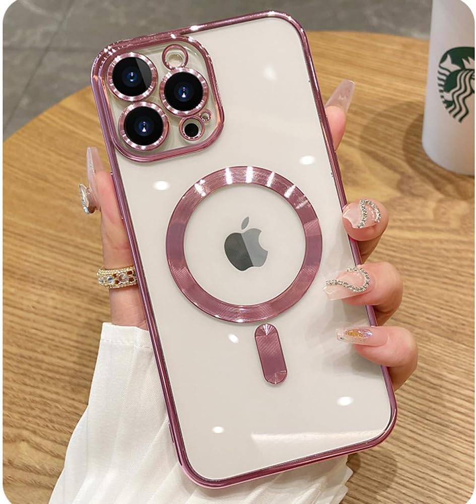 LYZAILHB Funda para iPhone 15 Pro Max compatible con MagSafe Funda completa de protección de lente de cámara transparente para mujeres y hombres,
