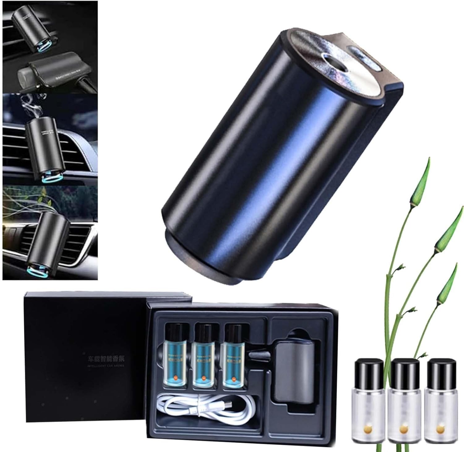 Ambientador automático para automóvil, difusor inteligente tres ajustables, aroma inteligente para automóvil, difusor de ambientadores (Coco Chanel)