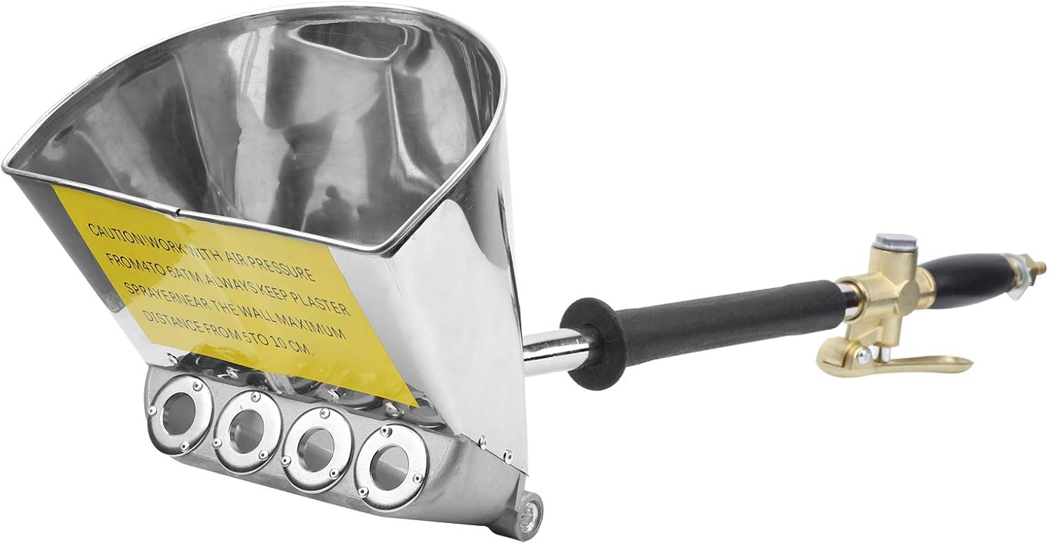 Pulverizador de estuco de 4 chorros, herramienta neumática de enyesado de pared de yeso de mortero de yeso de la tolva de la textura del cemento