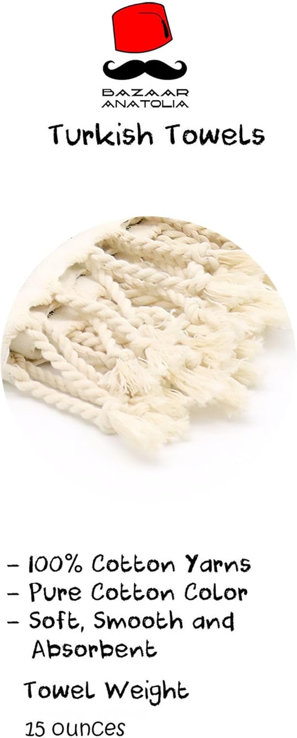 Bazaar Anatolia Toallas de baño turcas 100% algodón, toalla de playa de gran tamaño, secado rápido, estilo bohemio, decoración de granja, toallas de