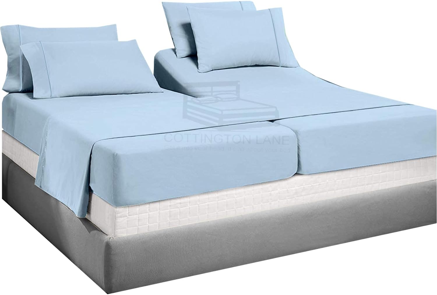 Tencel Split Cal King – Juego de sábanas para cama ajustable, 100% eucalipto, Tencel Lyocell – Sábanas divididas de 5 piezas para camas ajustables
