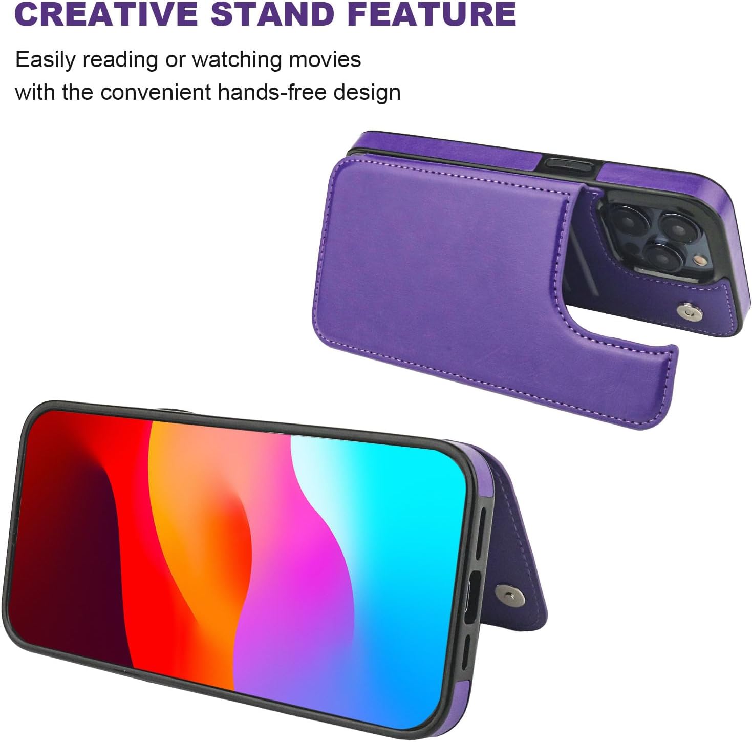 Funda tipo cartera compatible con iPhone 15 Pro Max con soporte para tarjetas, funda de piel sintética con ranuras para tarjetas, doble cierre