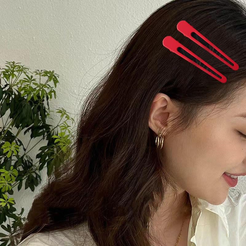 12 pinzas para el pelo de aleación para mujer, pinzas de cocodrilo de metal para damas, accesorios de pelo rojo para fiestas diarias (B)