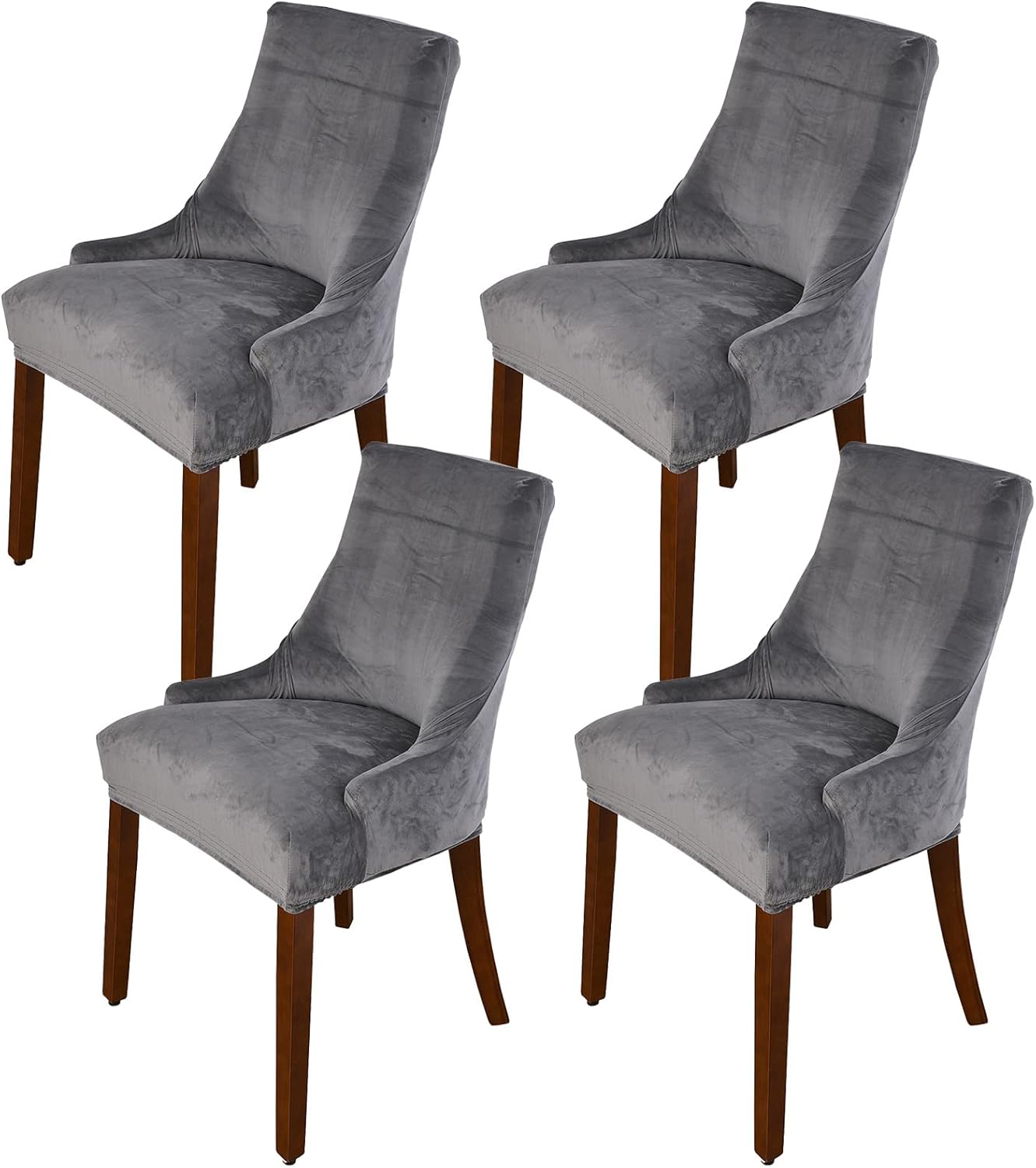 MIFXIN Funda de terciopelo para silla con respaldo de ala, elástica, lavable, inclinada, para silla de comedor, banquete, decoración de fiesta en el