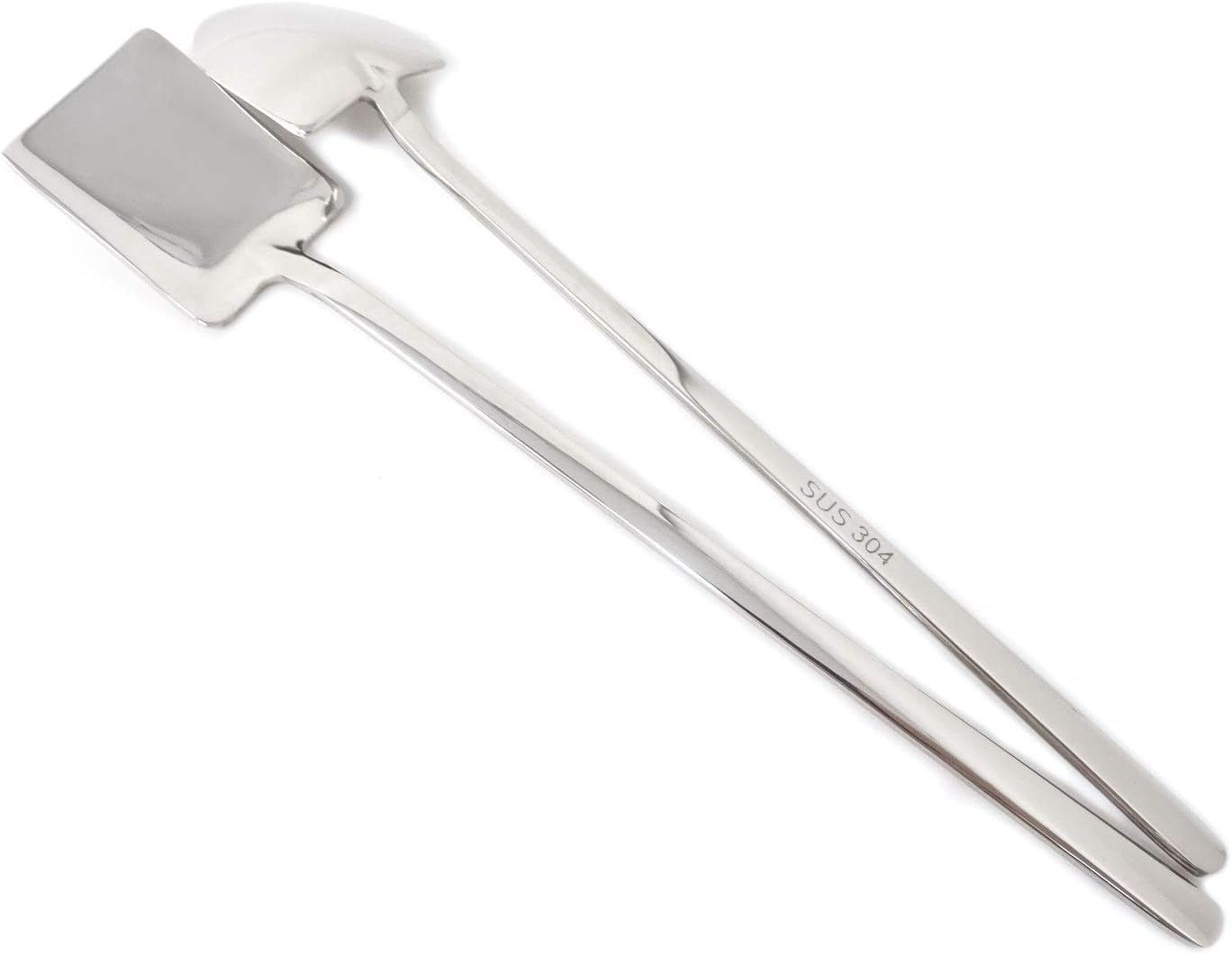 Honbay Juego de 4 cucharas de helado de mango largo de acero inoxidable, cucharas para mezclar y agitar, palas para bar de fiesta en casa (plata)