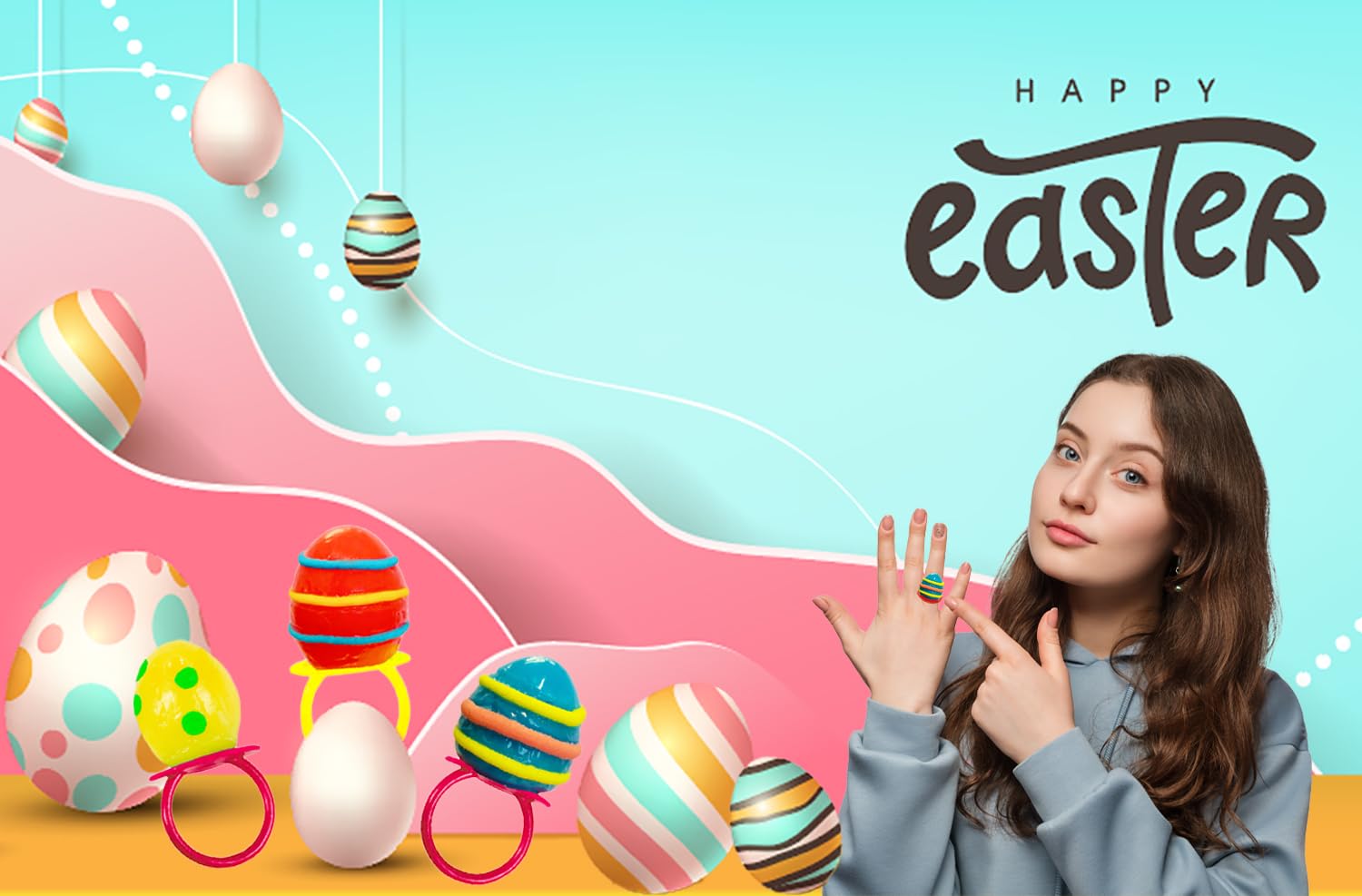 Fruidles Anillos de dulces de huevos de Pascua, caramelos duros, envueltos individualmente (paquete de 24)