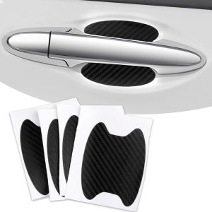 4 protectores para cuenco de puerta de automóvil, 3.38 x 2.67 pulgadas, mango de fibra de carbono interior antiarañazos, accesorio universal de 4 protectores para cuenco de puerta de automóvil, 3.38 x 2.67 pulgadas, mango de fibra de carbono interior antiarañazos, accesorio universal de