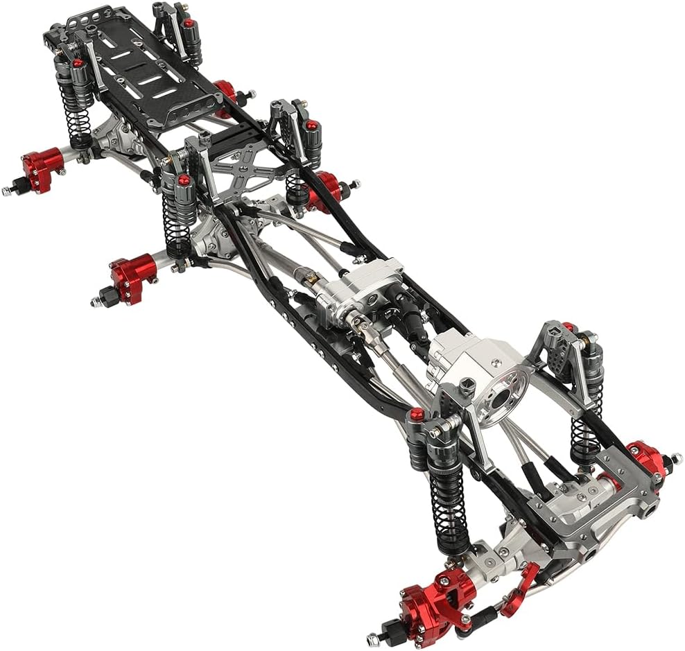 ZXYRC Marco de chasis de coche de metal 6×6 RC con ejes traseros medios delanteros Transmisión prefija para Axial SCX10 II 90046 90047 110 RC