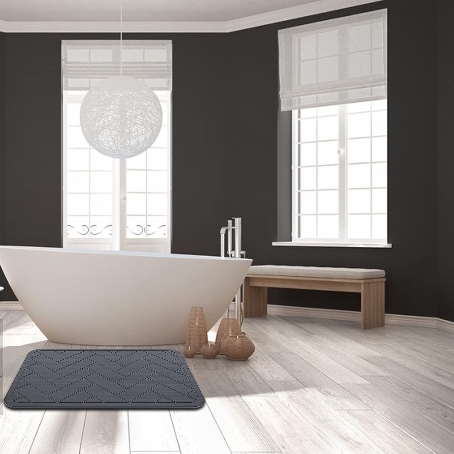 Tapetes de baño de tierra de diatomeas, secado rápido, súper absorbente, tapete de diatomita con antideslizante para suelo de baño, almohadilla