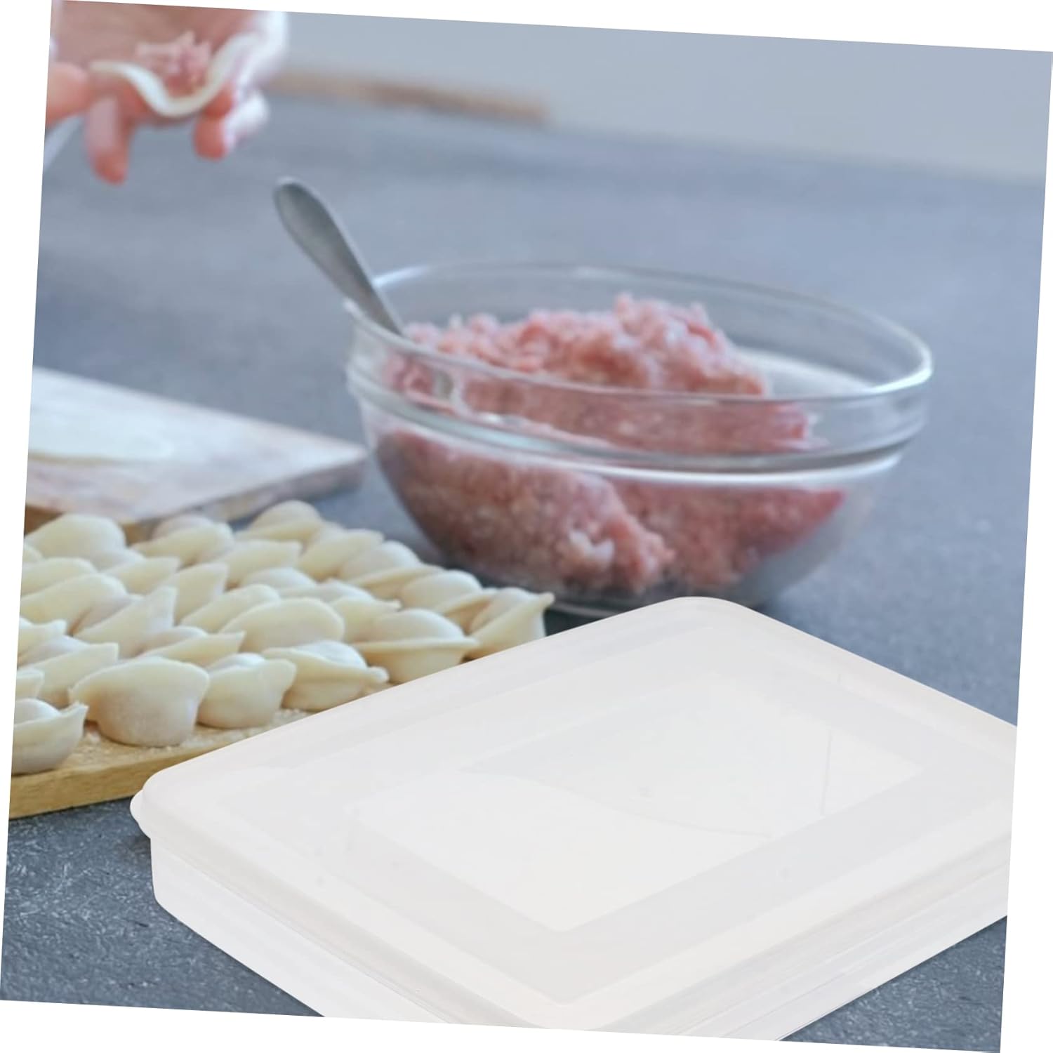 HOMSFOU 2 unidades de cajas de bola de masa para nevera, contenedor de plástico grande, contenedores de almacenamiento planos, contenedores