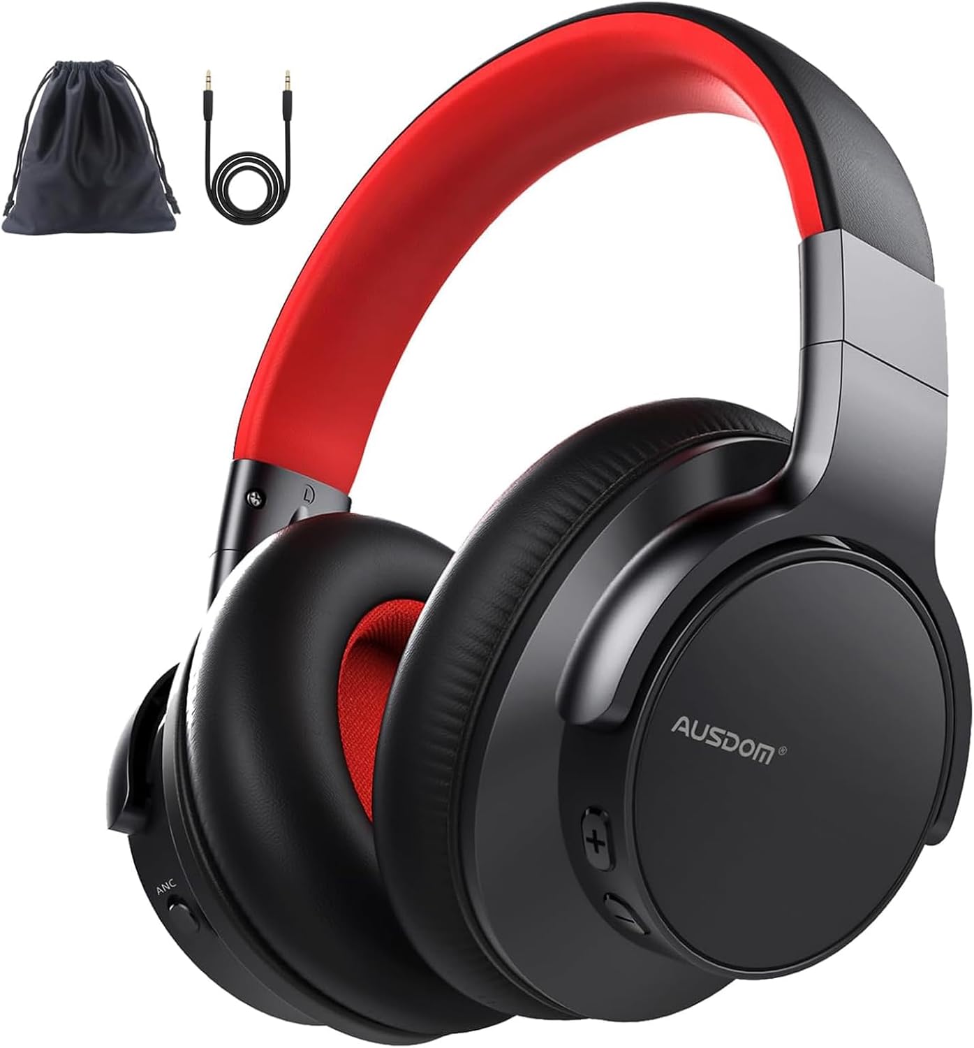 AUSDOM Auriculares Bluetooth con cancelación de ruido auriculares inalámbricos E7 ANC sobre la oreja, tiempo de reproducción de 50 horas, audio