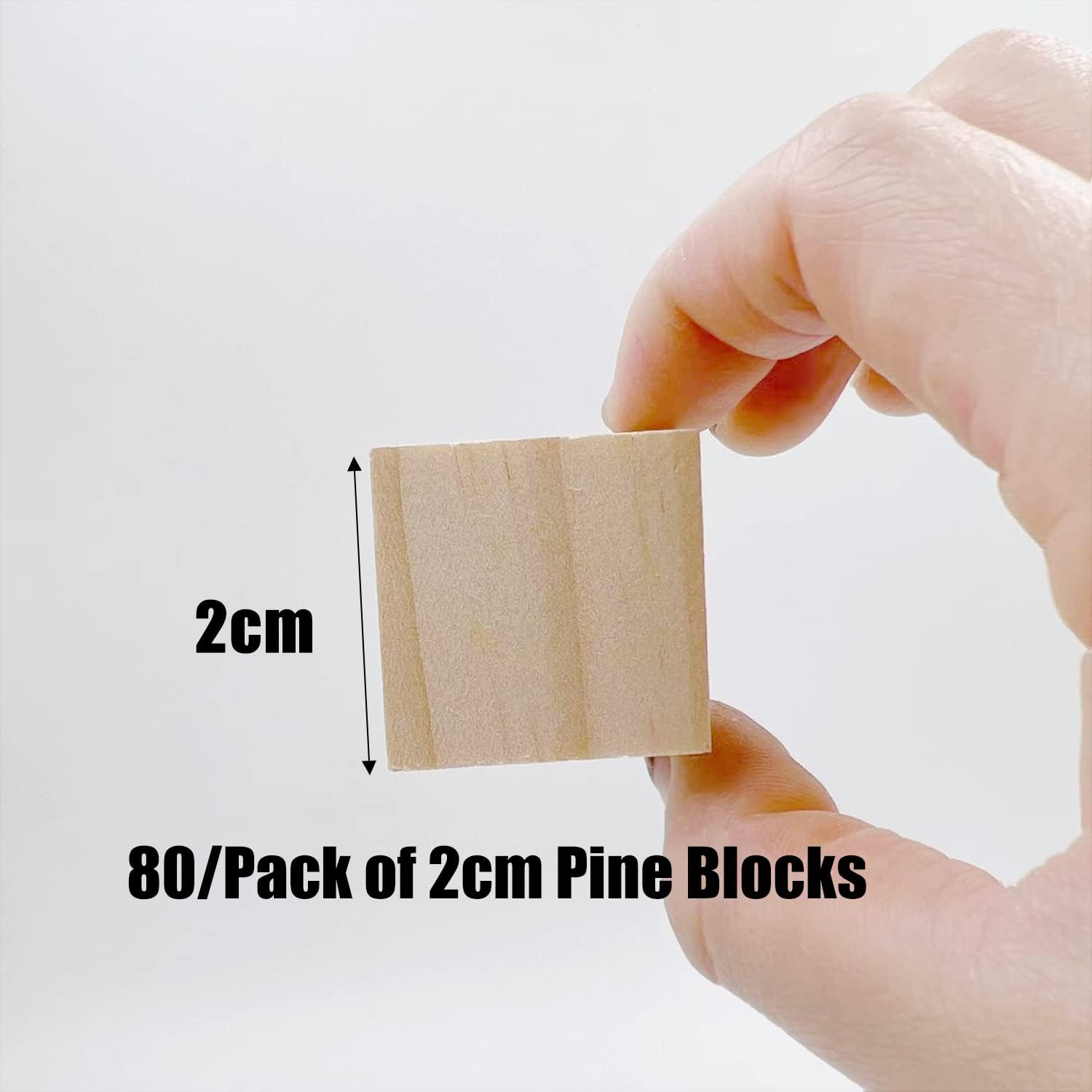 Bloques de madera para manualidades, cubos de madera sin terminar, bloques de madera natural de 0.8 in, paquete de 80 bloques cuadrados de madera,