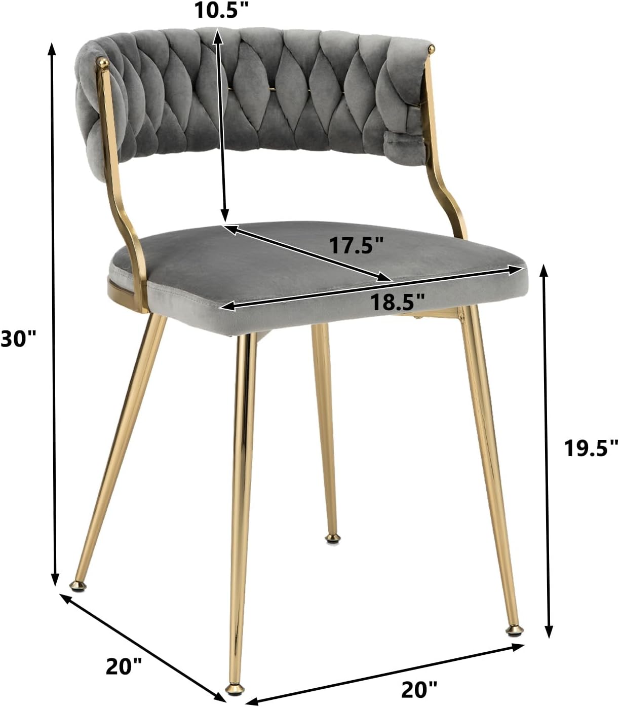UJOYPAYD Juego de 2 sillas de comedor de terciopelo, sillas tapizadas para sala de estar con patas de metal dorado, sillas de comedor de terciopelo