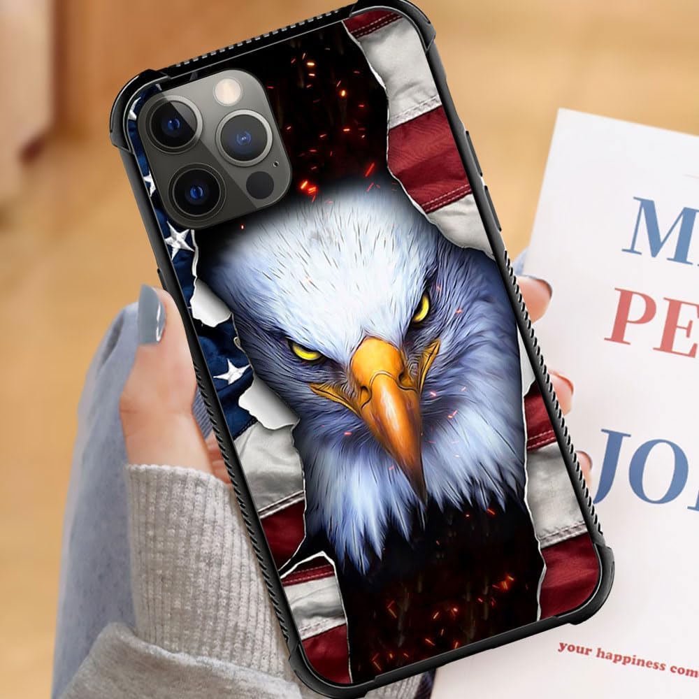 DJSOK Funda compatible con iPhone 14 Pro Max, funda protectora clásica de la bandera del águila americana para iPhone 14 Pro Max para hombres y