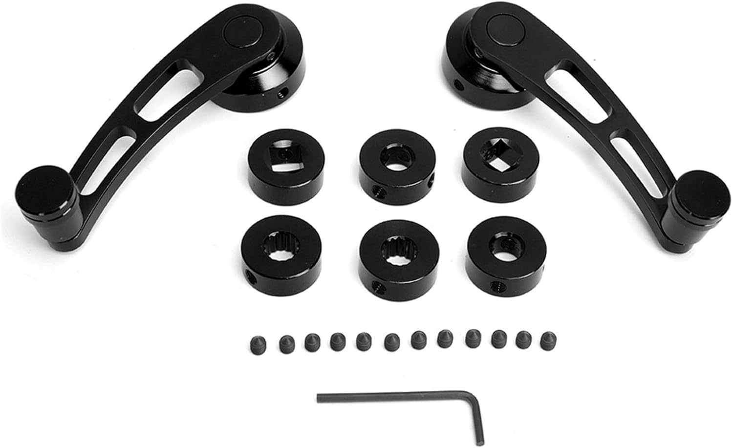 Manija de ventana de aleación de 2 piezas, manivela elevadora para Ford y automóvil clásico (negro)