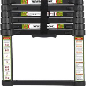 Escalera telescópica RIKADE de aluminio de 6.5 pies con patas antideslizantes y gancho estable, escalera de extensión portátil para el hogar y el Escalera telescópica RIKADE de aluminio de 6.5 pies con patas antideslizantes y gancho estable, escalera de extensión portátil para el hogar y el