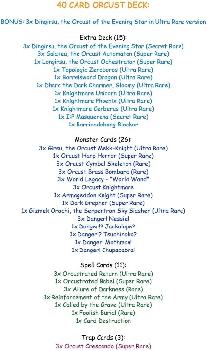 Yu-Gi-Oh! Cartas Completa Orcust Deck con fundas Ultra Pro y caja de cubierta lista para torneos Master Duel