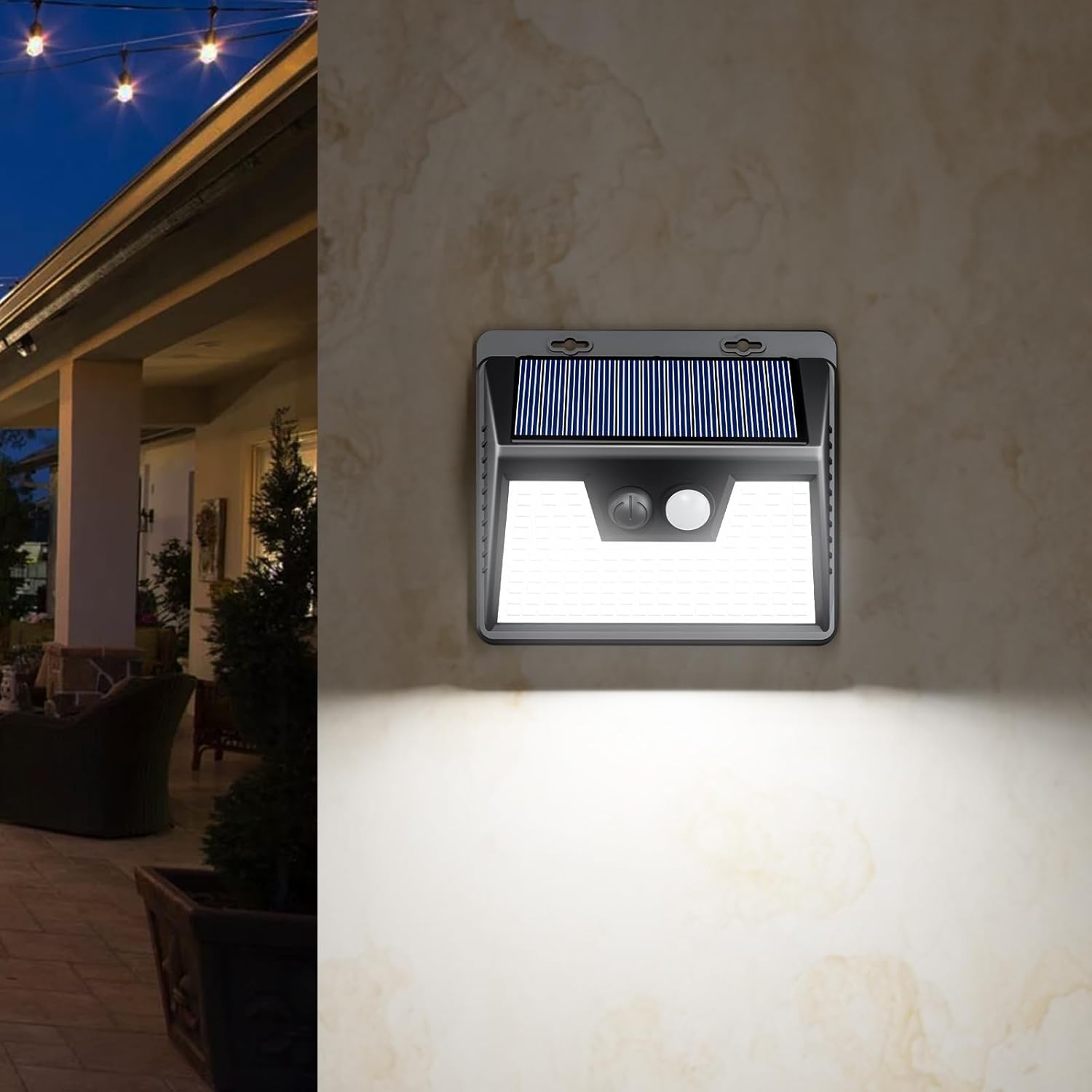 Peasur Luces solares para exteriores 5 unidades140 LED, luces para exteriores con sensor de movimiento ultra brillantes, luces de seguridad
