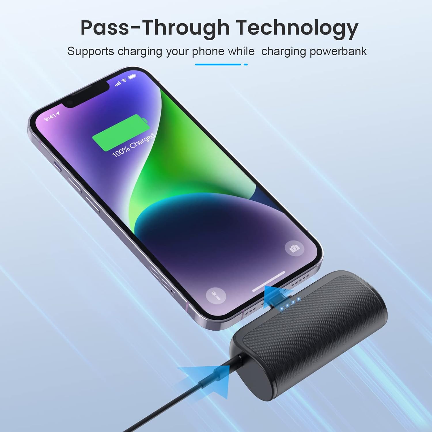 Cargador portátil pequeño de 5200 mAh para iPhone, ultra compacto de 20 W PD carga rápida, cargador de batería mini compatible con iPhone 1414 Pro