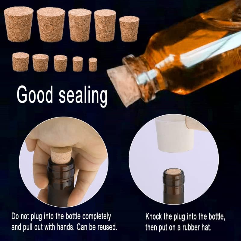 50 tapones de corcho cónicos de madera para vino, tapones de sellado reutilizables para botellas, bares, manualidades, accesorios de cocina (0.630 x