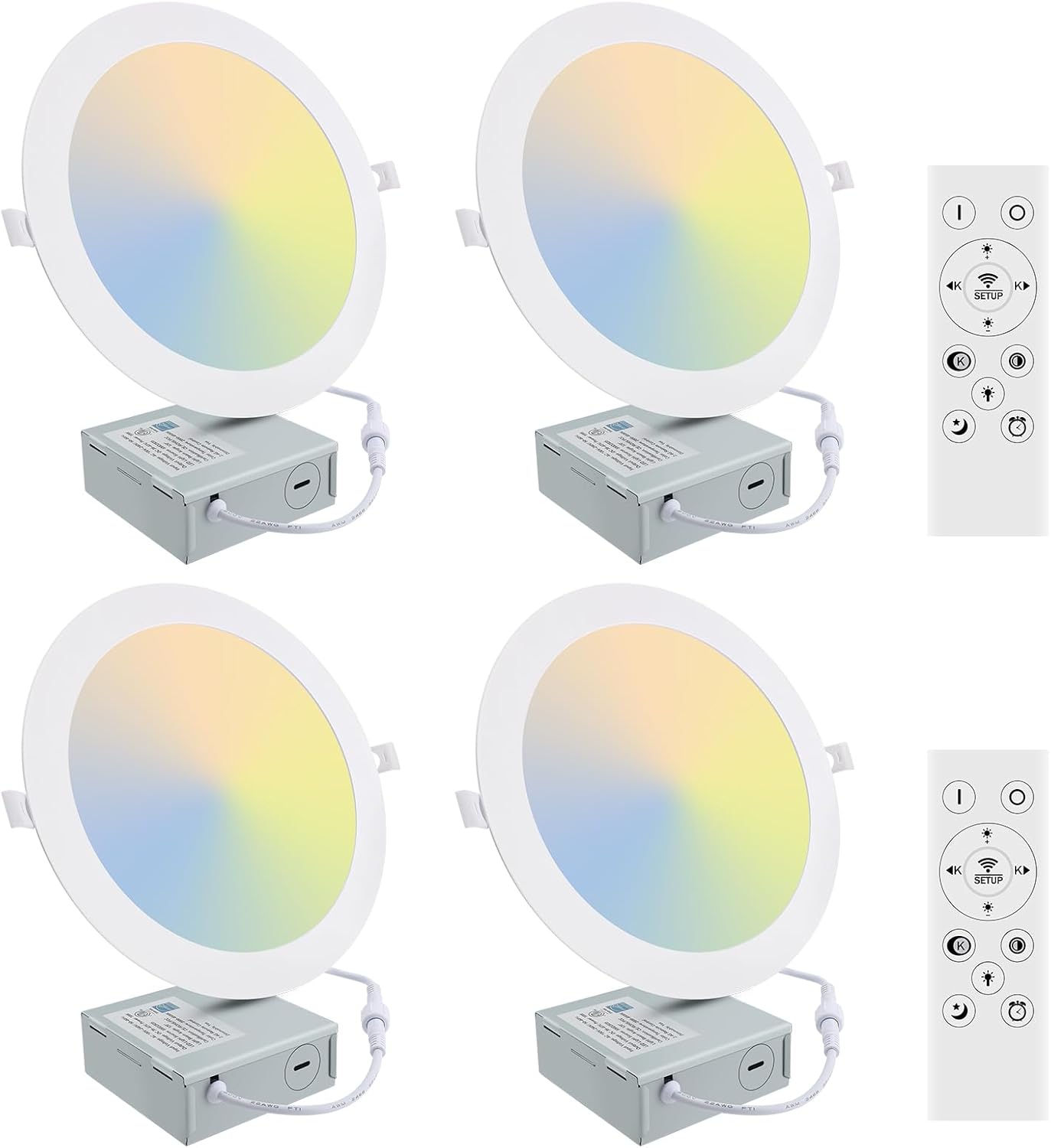 Esbaybulbs Lámpara de techo empotrable LED ultrafina de 8 pulgadas con caja de conexiones, luces de techo LED ultrafinas de 20 W, montaje empotrado,