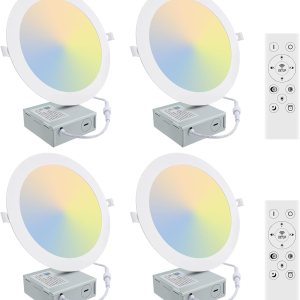 Esbaybulbs Lámpara de techo empotrable LED ultrafina de 8 pulgadas con caja de conexiones, luces de techo LED ultrafinas de 20 W, montaje empotrado, Esbaybulbs Lámpara de techo empotrable LED ultrafina de 8 pulgadas con caja de conexiones, luces de techo LED ultrafinas de 20 W, montaje empotrado,