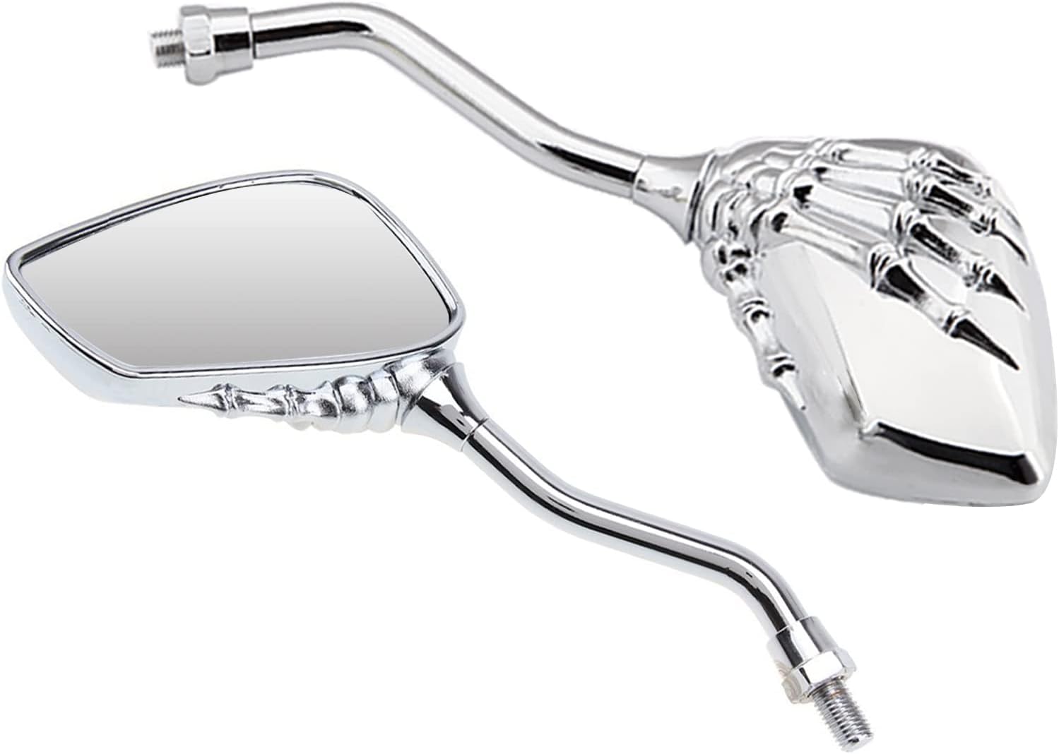 DREAMIZER 8MM 10MM motocicleta retrovisión lateral espejos cráneo esqueleto mano garra cromo espejo manillar