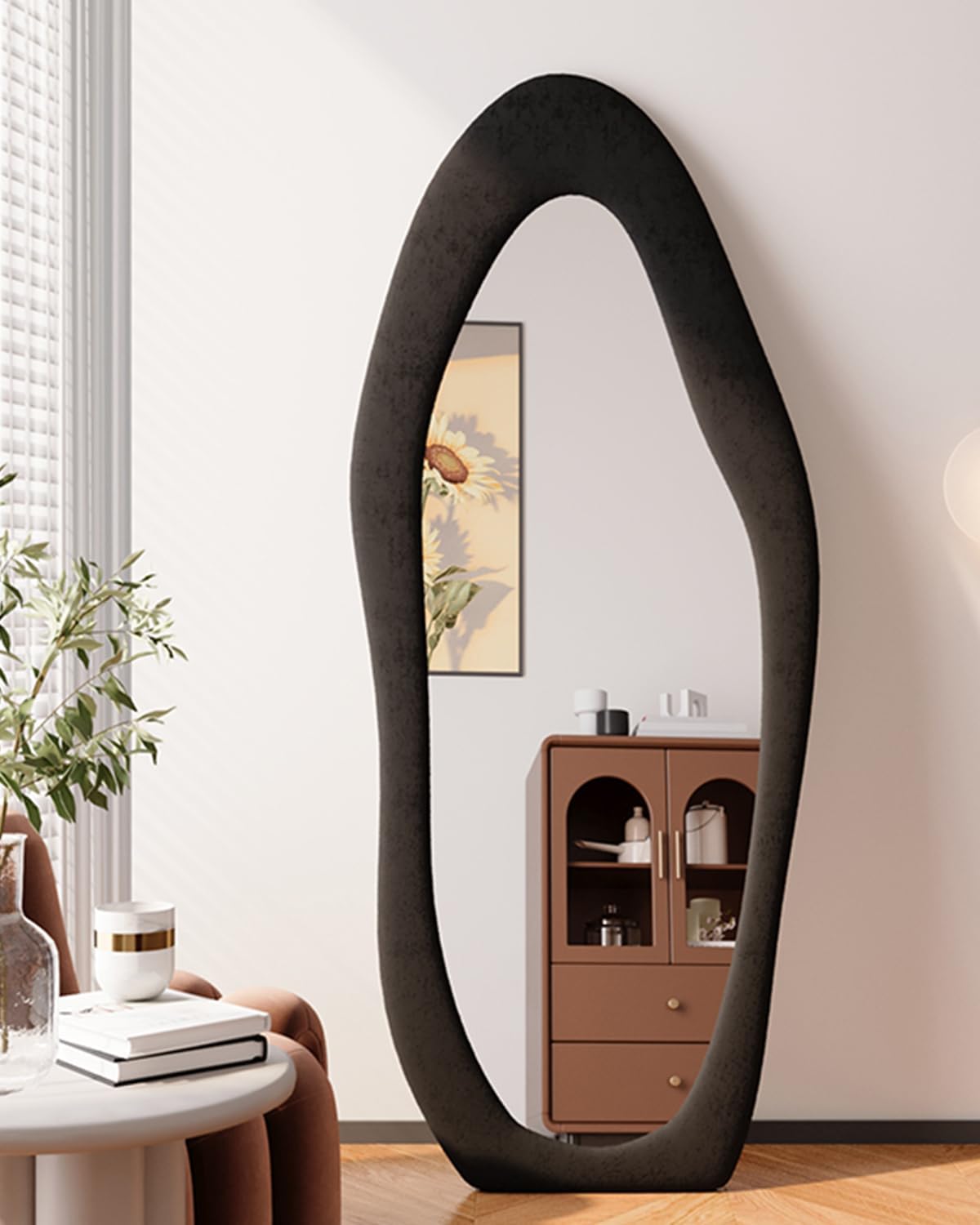 DYNWELL Espejo de longitud completa, espejo de suelo con soporte, espejo de piso para bebé, espejo de pared de longitud completa, espejo de pie de