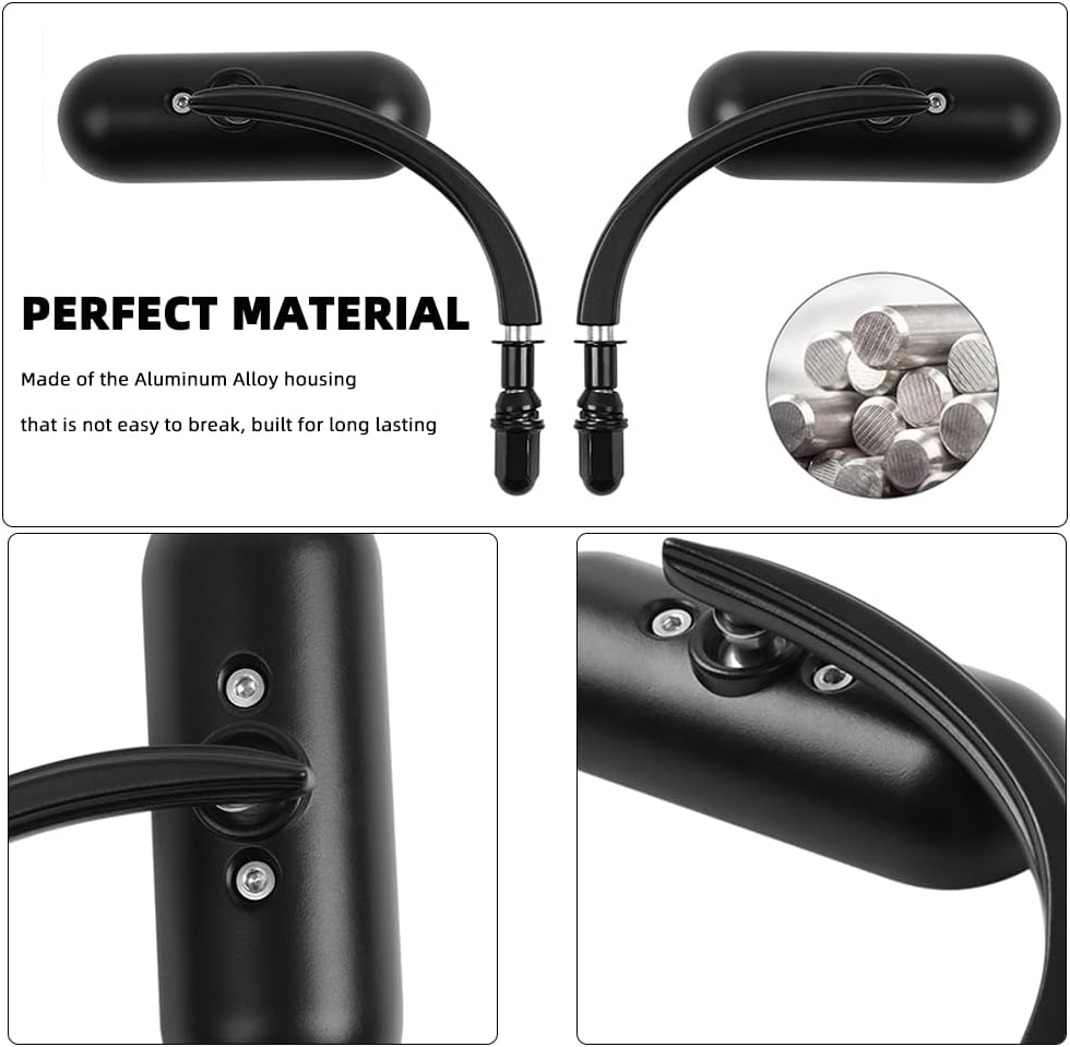 Espejos de motocicleta de forma ovalada negra, espejos retrovisores de motocicleta compatibles con Harley Road King Softail Street Glide Electra