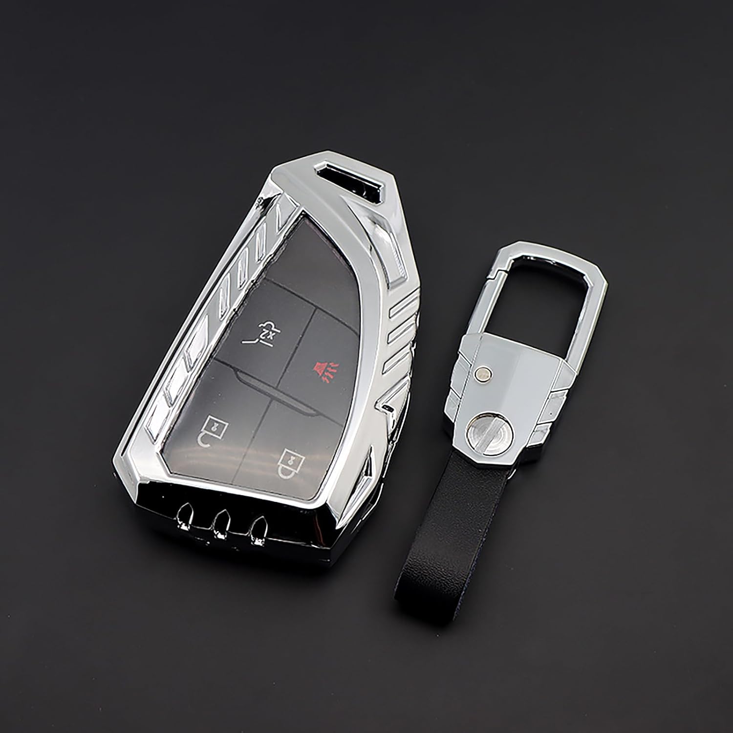Funda para llavero Cadillac con llavero, carcasa de aleación de zinc para Audi Benz, BMW, Honda, Toyota, Nissan, Chevy, etc, Color plateado